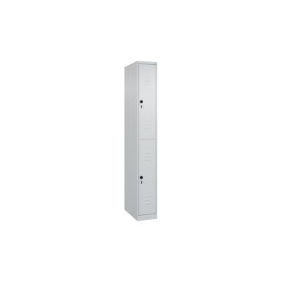 C+P Spind Classic PLUS, 2 Abteile, HxBxT 185x25x50cm, Sicherheitsdrehriegel, Hellgrau/Hellgrau von PROREGAL