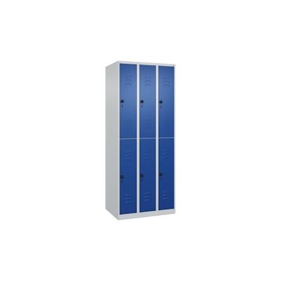 C+P Spind Classic PLUS, 6 Abteile, HxBxT 185x75x50cm, Sicherheitsdrehriegel, Hellgrau/Enzianblau von PROREGAL Image