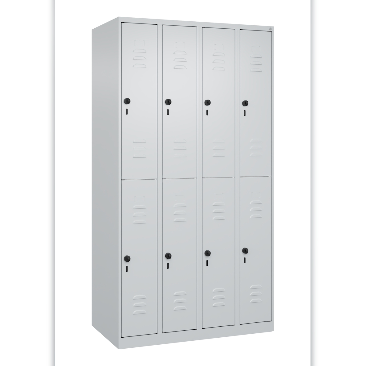 C+P Spind Classic PLUS, 8 Abteile, HxBxT 185x100x50cm, Sicherheitsdrehriegel, Verkehrsweiß von PROREGAL Image