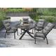 Garten-Essgruppe DESTINY "GARDA ARONA" Sitzmöbel-Sets Gr. Polyester, Synchron-Auszug, Rückenlehne stufenlos verstellbar-Tischplatte ausziehbar, grau (anthrazit) Outdoor Möbel