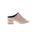 3.1 Phillip Lim Sandals: Slip-on Chunky Heel Casual Tan Solid Shoes - Women's Size 39 - Peep Toe