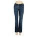 7 For All Mankind Jeans - Mid/Reg Rise Boot Cut Boot Cut: Blue Bottoms - Women's Size 26 - Dark Wash