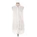 Thread & Supply Casual Dress - Shirtdress Collared Sleeveless: White Print Dresses - Women's Size Small