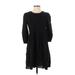 Madewell Casual Dress - A-Line Crew Neck 3/4 sleeves: Black Solid Dresses - Women's Size 2X-Small