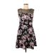 Xhilaration Casual Dress - Mini Crew Neck Sleeveless: Black Print Dresses - Women's Size Medium