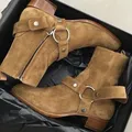 EquiSFP strucMen-Chaussures en cuir suédé pour hommes bottes à talons empilés bottes Anke