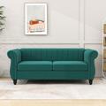 House of Hampton® Joya Upholstered Sofa w/ Rolling Arms & Solid Wood Legs for Living Room Polyester in Green | 31.5 H x 82.5 W x 36 D in | Wayfair