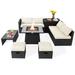 Latitude Run® Saabir 6 - Person Outdoor Seating Group w/ Cushions Synthetic Wicker/All - Weather Wicker/Wicker/Rattan in White/Black | Wayfair