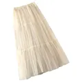 Jupe tutu en dentelle taille haute pour femme jupe trapèze maille simple et élégante jupe midi en