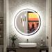 Orren Ellis Modern Round Illuminated Dimmable LED Frontlit&Backlit Makeup Bathroom Vanity Mirror Anti-Fog | 24 H x 24 W x 2 D in | Wayfair