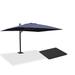 Arlmont & Co. Rhylen Outdoor 120" x 156" Large Rectangular Aluminum Offset Umbrella w/ Steel Plate Base in Blue/Navy | Wayfair