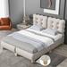 Latitude Run® Full Size Platform Bed w/ Support Legs Upholstered/Linen in Brown | 38.2 H x 55.9 W x 76.8 D in | Wayfair