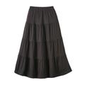 Blair Women's Haband Women’s Jersey-Knit Tiered Midi Skirt - Black - XL - Petite