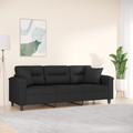 vidaXL 3-Sitzer-Sofa mit Kissen Schwarz 180 cm Mikrofasergewebe