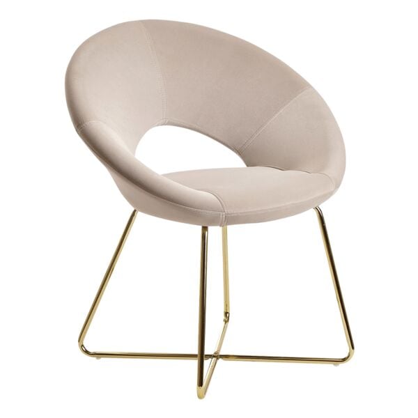 Wohnling Esszimmerstuhl Samtbezug beige beige, 57x60 cm