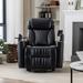 270° Power Swivel Recliner,Home Theater Seating With Hidden Arm Storage and LED Light Strip,Cup Holder,360° Swivel Tray Table