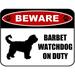 LED Light Up Red Flashing Blinking Attention Grabbing Laminated Dog Sign Beware Barbet Watchdog on Duty (Silhouette) Yard Fence Gate