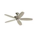 5 Blade Ceiling Fan in Modern Style-13.5 inches Tall and 52 inches Wide-Brushed Stainless Steel Finish-Silver Blade Color Bailey Street Home