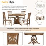 5-Piece Retro Dining Set Extendable Oval Table Set with 16" Leaf and 4 Upholstered Chairs for Living Room Dining Room