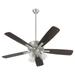 5 Blade Ceiling Fan with Light Kit-18.25 inches Tall and 52 inches Wide-Satin Nickel Finish-Silver/Walnut Blade Color-Clear Seeded Glass Color Bailey