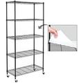 HOOMHIBIU 4- Shelving Units and on Wheels with Liners Set of 4 NSF Certified Adjustable Carbon Steel Wire Shelving Unit Rack for Garage Kitchen Office Black (50H X 30W X 14D)