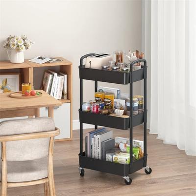 3-Tier Plastic Rolling Utility Cart - 11.42