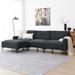 L-Shaped Sectional Sofa Velvet Convertible Couch Set w/Ottoman, Grey