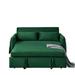 Green Folding Sleeper Loveseat Sofa with Pull-out Recliner Bed, Convertible Velvet Sofa Bed with Detachable Arm Pockets, Pillows