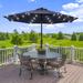 LIVOOSUN LED 9ft Patio Umbrella Market Umbrella Steel Tilt w/Crank