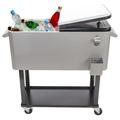 80 QT Patio Cooler Cart with Wheels and Handle Rolling Outdoor Cooler with Warming and Cooling Functions