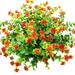 6 Bundles Artificial Flowers Outdoor UV Resistant Fake Plastic Plants No Fade Faux Boxwood for Home Window Box Garden Planter Indoor Outside Decorations(Orange)