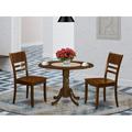 3 Piece Set For Small Spaces Contains A Round Dining Room Table With Dropleaf And 2 Wooden Seat Chairs 42X42 Inch Espresso