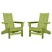 DuroGreen Aria Adirondack Chairs Made With All-Weather Tangentwood Set of 2 Oversized High End Outdoor Seating for Porch Lawn Deck Fire Pit No Maintenance Made in the USA Lime Green