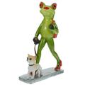 Home Decor Thanksgiving Gift Chirstmas Gifts Micro Landscape Frog Walking The Dog Frog Figurine Outdoor Frog Decor Frog Walking Dog Ornament Desktop Statue Resin