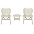 3 Pieces Hollow Design Retro Patio Table Chair Set All Weather Conversation Bistro Set Outdoor Table with Open Shelf and Lounge Chairs with Widened Seat for Balcony Garden Yard White