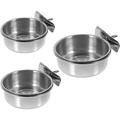 3 Pcs Bird Cage Rat Cage Accessories Parrot Hanging Cup Parrot Cage Food Bowls Pet Stainless Steel