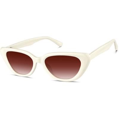 Zenni Women's Cat-Eye Rx Sunglasses White Plastic Full Rim Frame