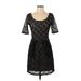 Silence and Noise Cocktail Dress: Black Damask Dresses - Women's Size Small