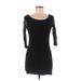Julian Chang Cocktail Dress - Bodycon Boatneck 3/4 sleeves: Black Solid Dresses - Women's Size Medium
