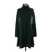 Old Navy Casual Dress - A-Line Turtleneck Long sleeves: Green Print Dresses - Women's Size X-Small