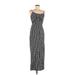 Planet Gold Casual Dress - Sheath Scoop Neck Sleeveless: Black Stripes Dresses - Women's Size Medium