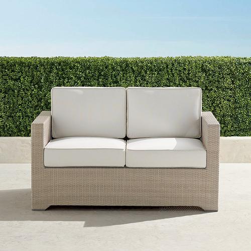 Small Palermo Loveseat in Dove Wicker - Standard, Vista Boucle Glacier - Frontgate