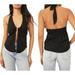 Free People Tops | Free People Shirt Womens Xs Black Calista Split Front Halter Top Party Evening | Color: Black | Size: Xs