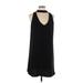 Aqua Casual Dress - Mini Plunge Sleeveless: Black Print Dresses - Women's Size Large