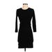 ATM Casual Dress - Bodycon Crew Neck 3/4 sleeves: Black Print Dresses - Women's Size Small