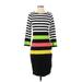 Venus Casual Dress - Sheath High Neck 3/4 sleeves: Black Stripes Dresses - Women's Size Small