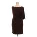 Vince Camuto Cocktail Dress - Mini Boatneck Sleeveless: Brown Print Dresses - Women's Size 14