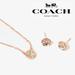Coach Jewelry | Coach Open Circle Necklace And Tea Rose Stud Earrings Set | Color: Tan | Size: Os