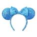 Disney Accessories | Disney Parks Aqua Blue Sequin Satin Bow Minnie Mouse Ears Headband | Color: Blue | Size: Os