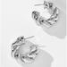 Anthropologie Jewelry | New ~ Anthropologie Silver Chunky Twisted Hoop Earrings | Color: Silver | Size: Os